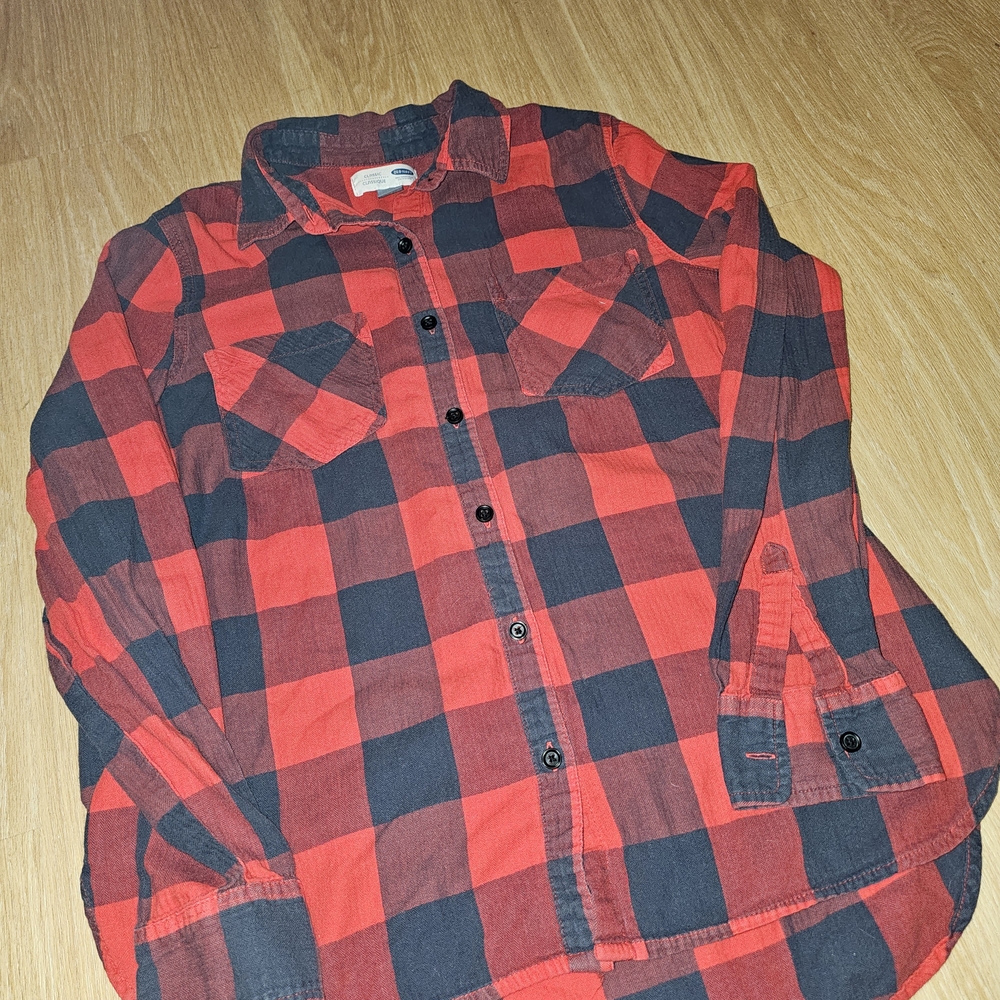 Old Navy Red and Black Plaid Shirt